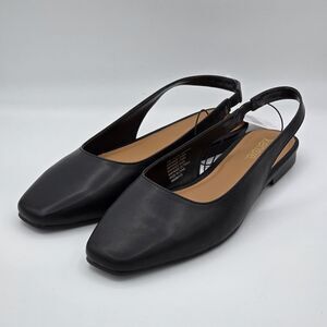 Kensie Women’s Felice Slingback Flats Black Pointed Toe Casual Dress Shoes